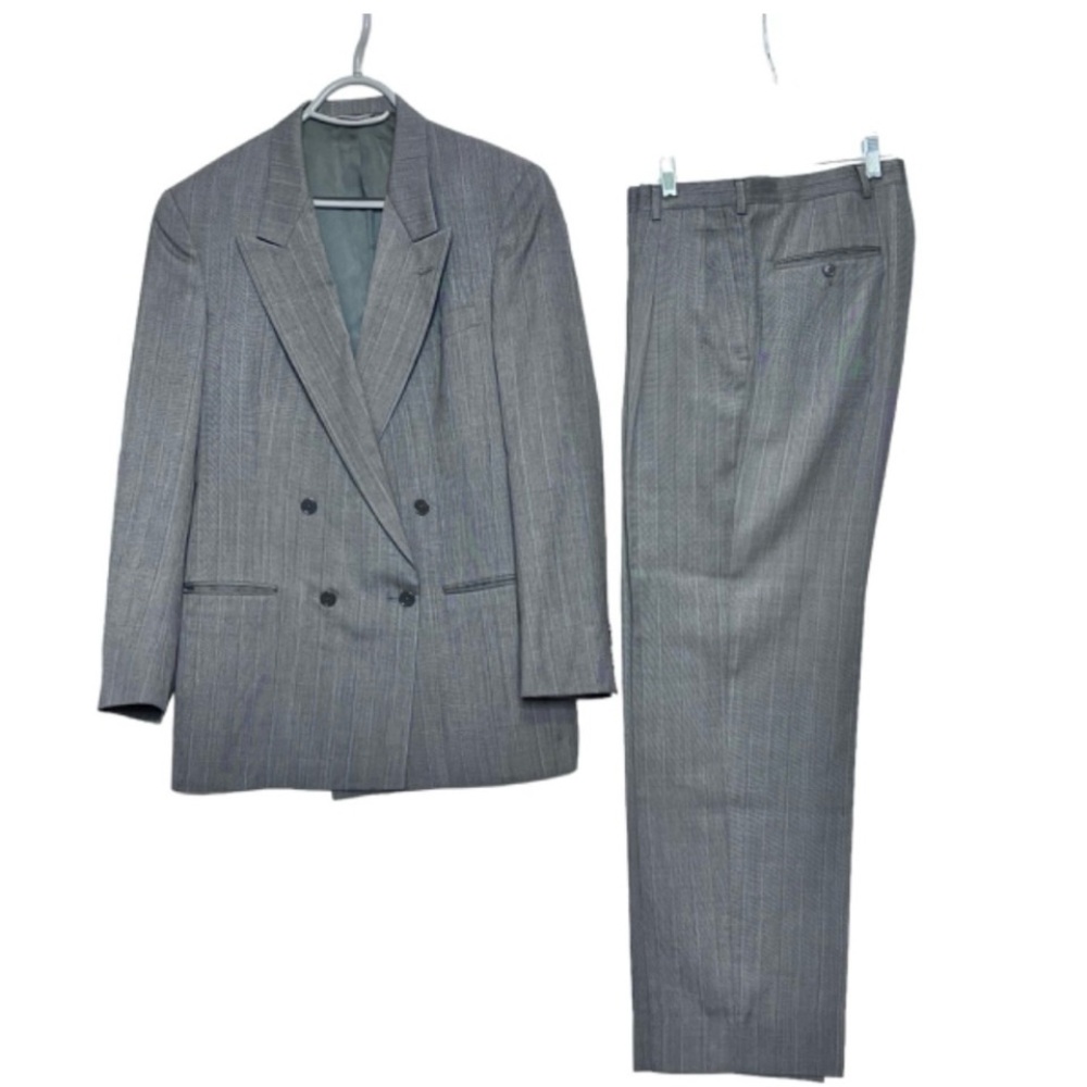 Christian Dior Monsieur Gray Pinstripe Double Breasted 2 Piece Suit